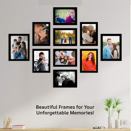 Photo Frame For Wall Set of 10 Black Picture Frames For Home Decoration, Wall Decor