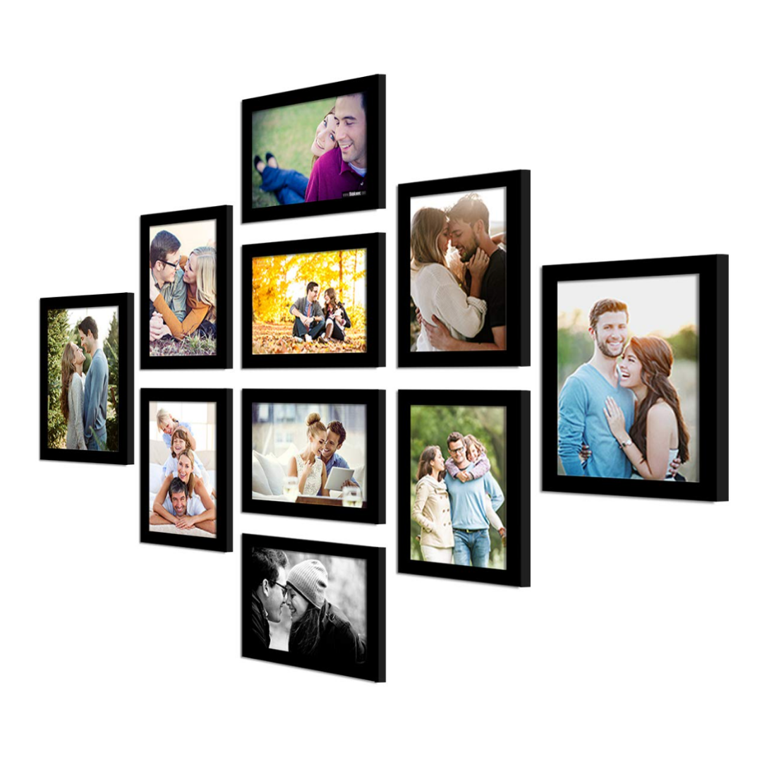 Photo Frame For Wall Set of 10 Black Picture Frames For Home Decoration, Wall Decor