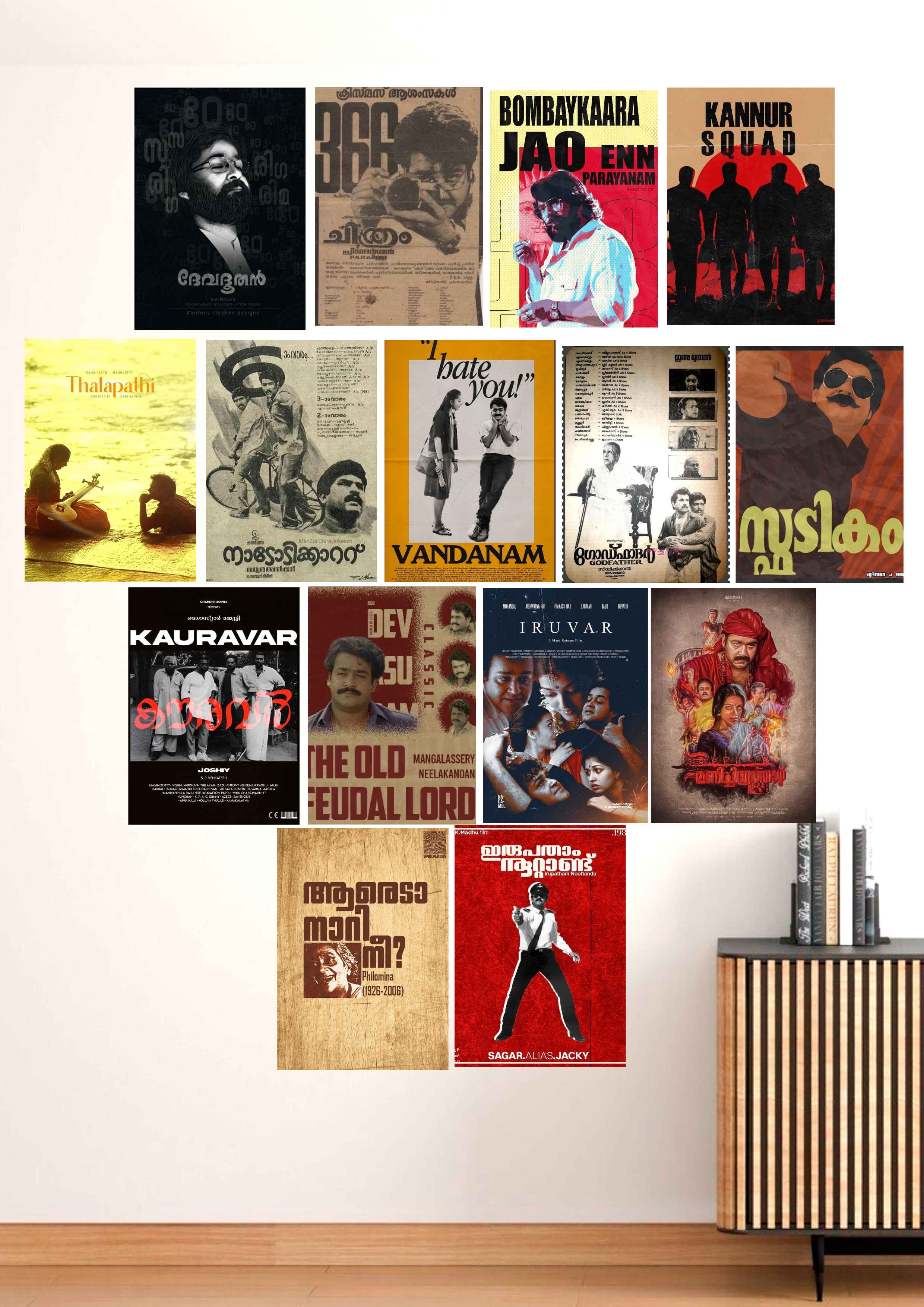 Mollywood Masterpieces – Iconic Malayalam Movie Posters Collection | 15-Poster Set