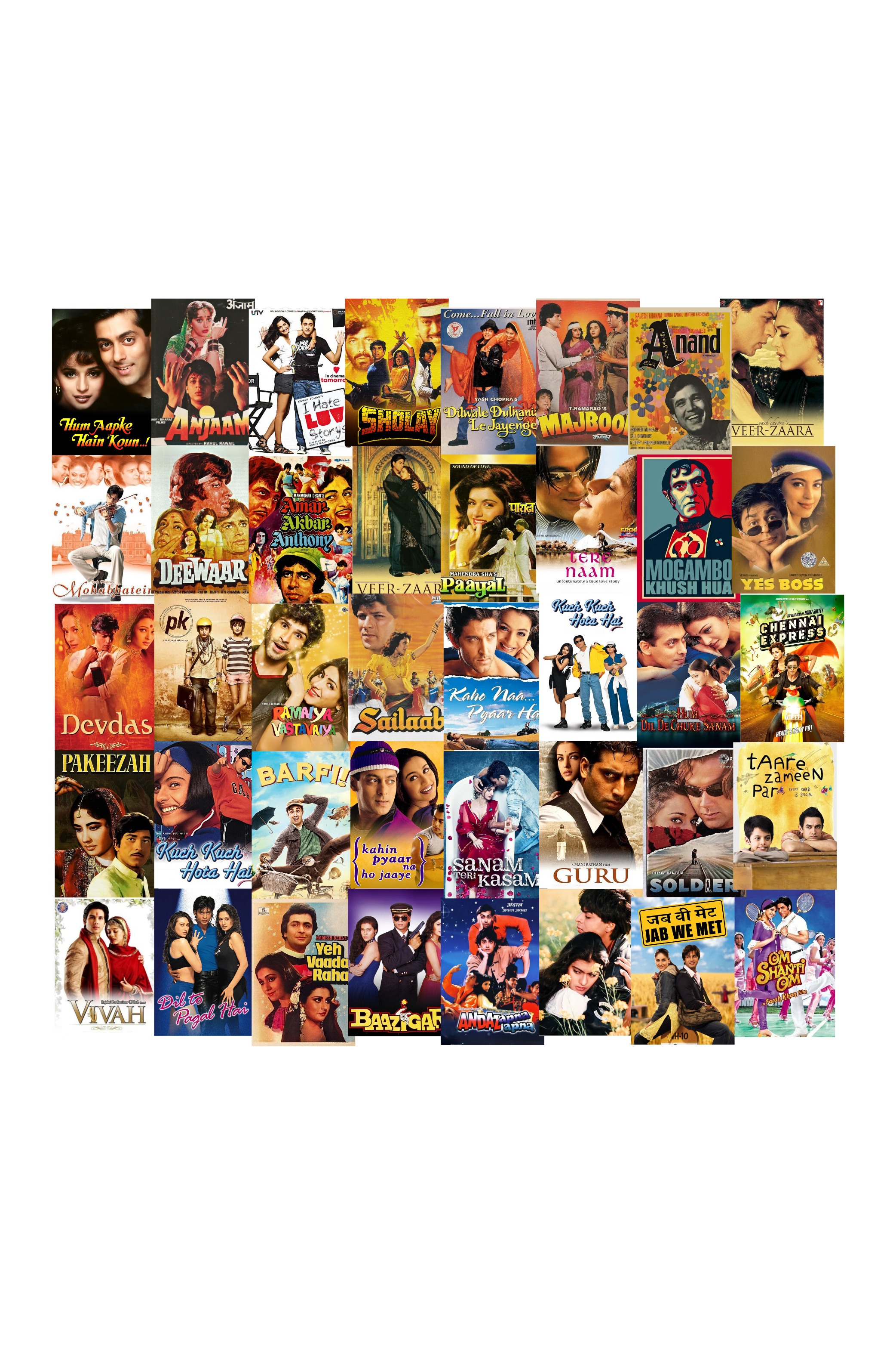 Bollywood Blockbuster Saga – Iconic Movie Posters Collection | 40-Poster Set